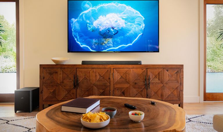 Sound and subwoofer with TV