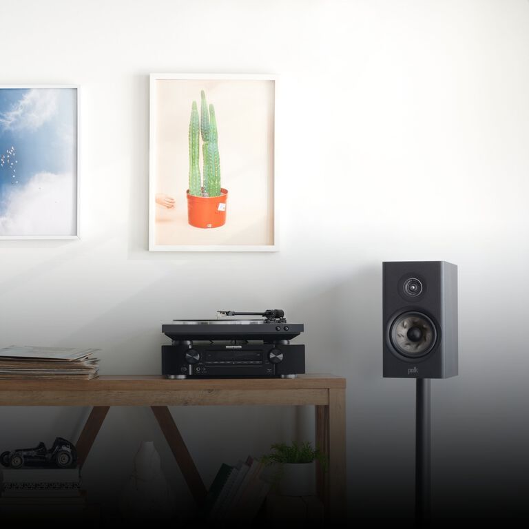 Polk bookshelf speaker with turntable